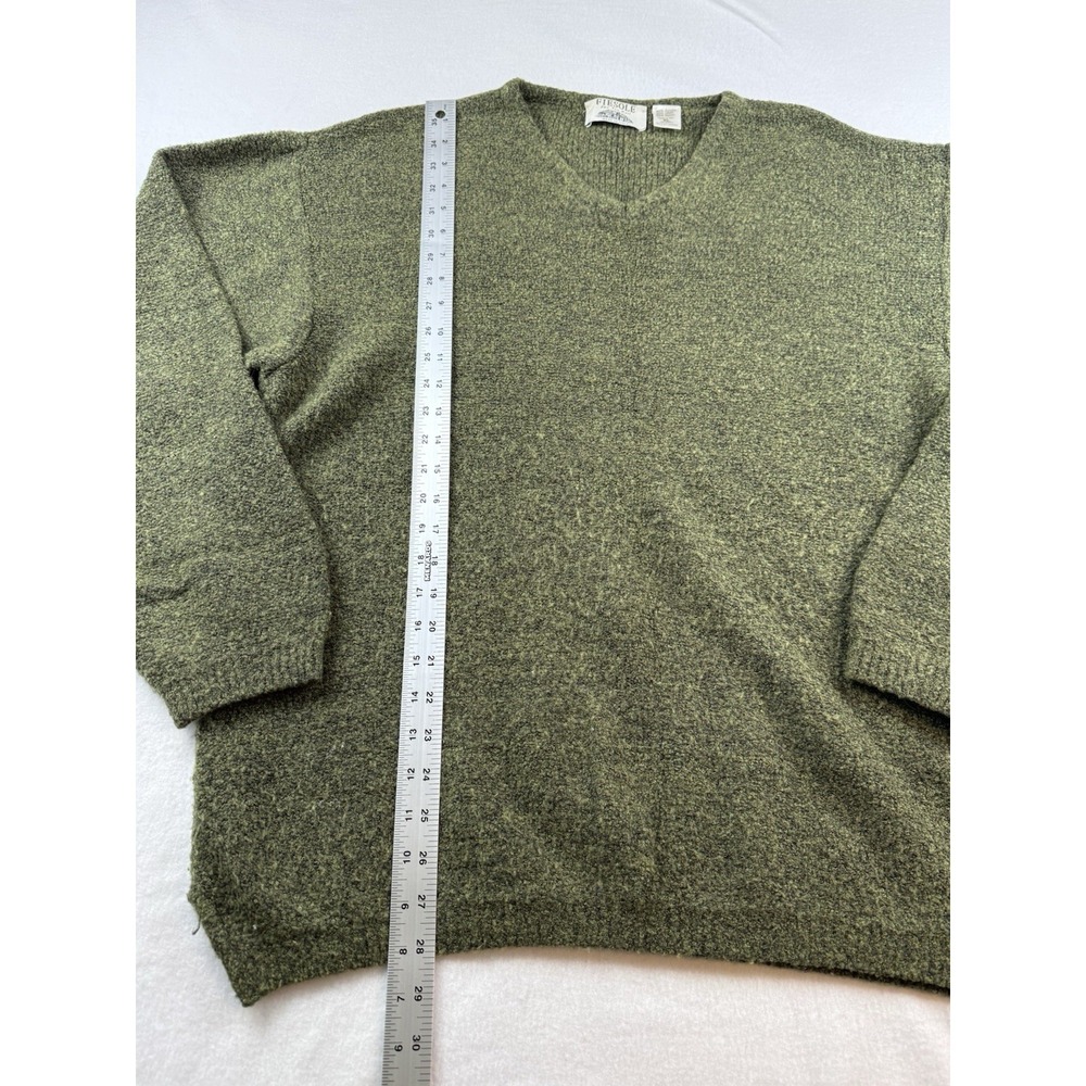 Fiesole Men's XL Green V Neck Sweater Italy Wool Blend - Picture 4 of 6